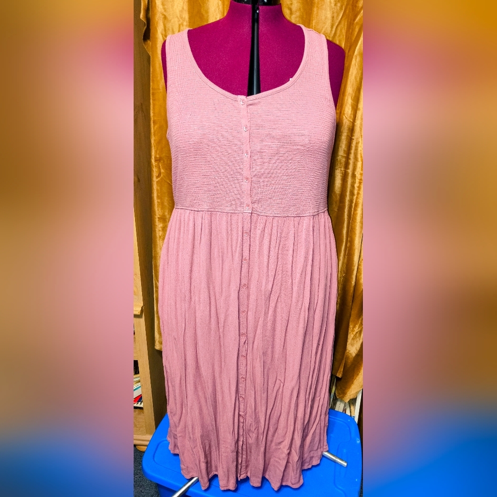 Frye Dusty Pink Button-Front Midi Dress